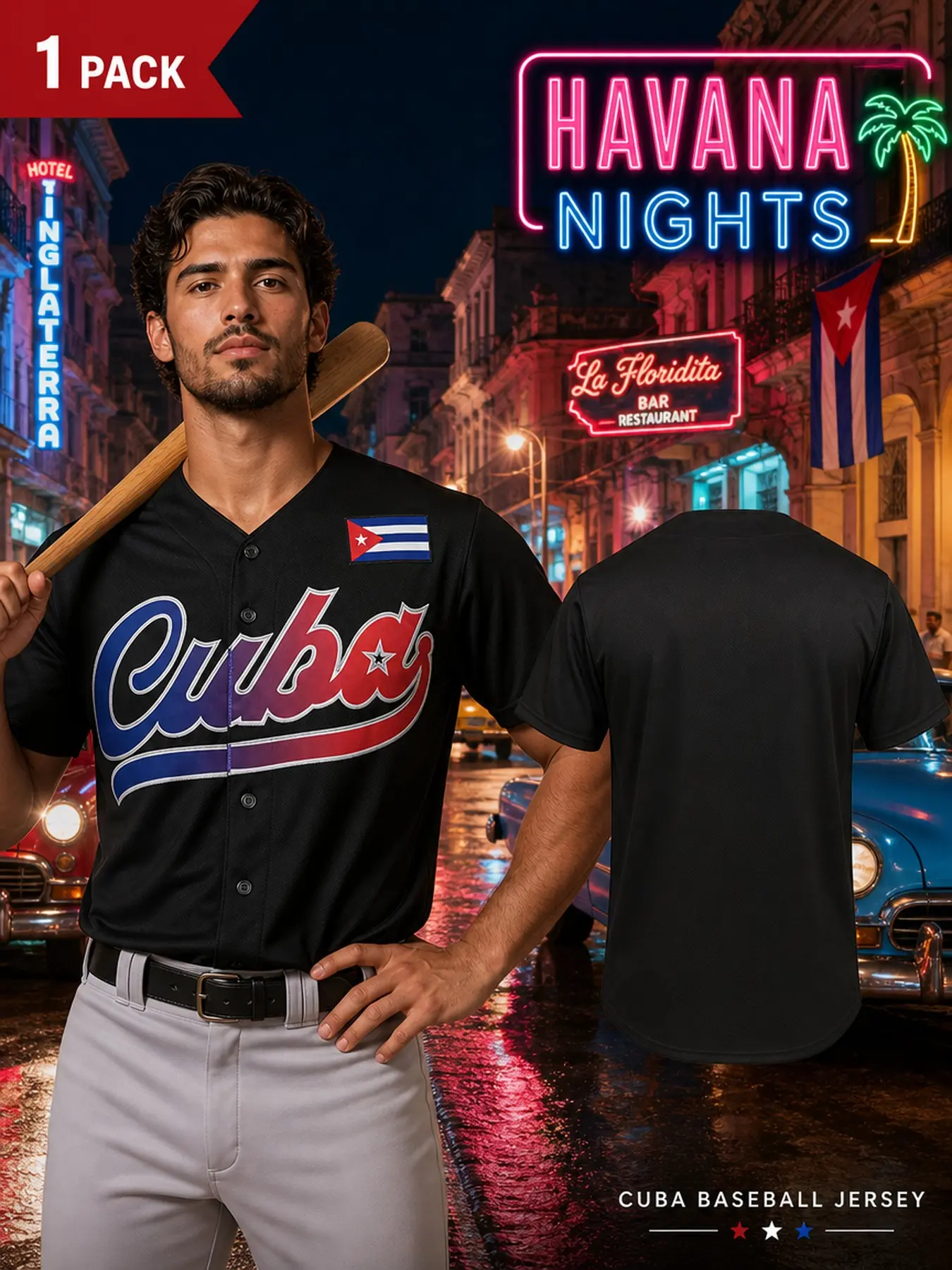 Cuba Baseball Jersey for Men Women,Short Sleeve Button Down Athletic Shirt with Cuban Flag,Vintage Casual Sports Streetwear Baseball Uniform, S-3XL