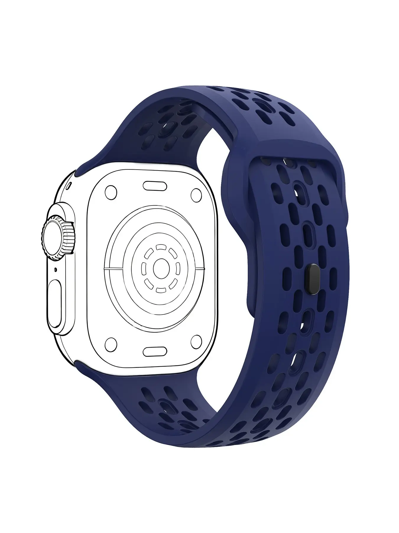 1PC, For Apple Watch replacement strap, Watch Straps, for38/40/41/42/44/45mm, FKM Sport Band, Corrosion-Resistant & Oxidation-Resistant Watch Band, Hollow Breathable Mesh Design, Easy-to-Clean Silicone Wristband, Suitable for Gym, Running, Outdoor & Daily