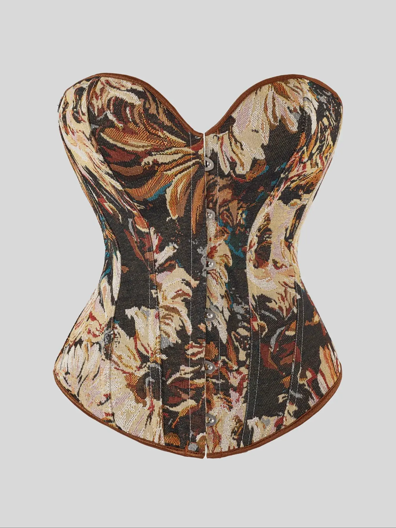 Women's Floral Print Shapewear Tops, Fashionable Lace Up Closure Body Shaping Corset, Tummy Control Shaper for Women