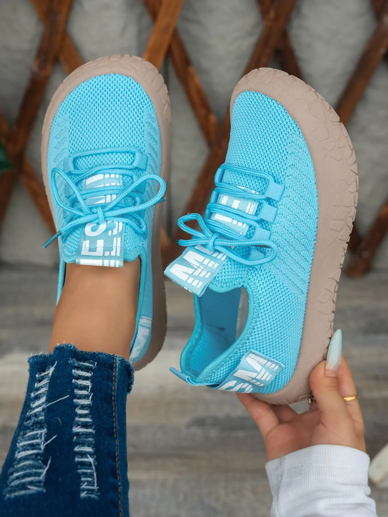 Women's Breathable Thick Sole Casual Shoes, Round Toe Flatform, Mid Top, Textile Upper, All Seasons, Lightweight and Comfortable