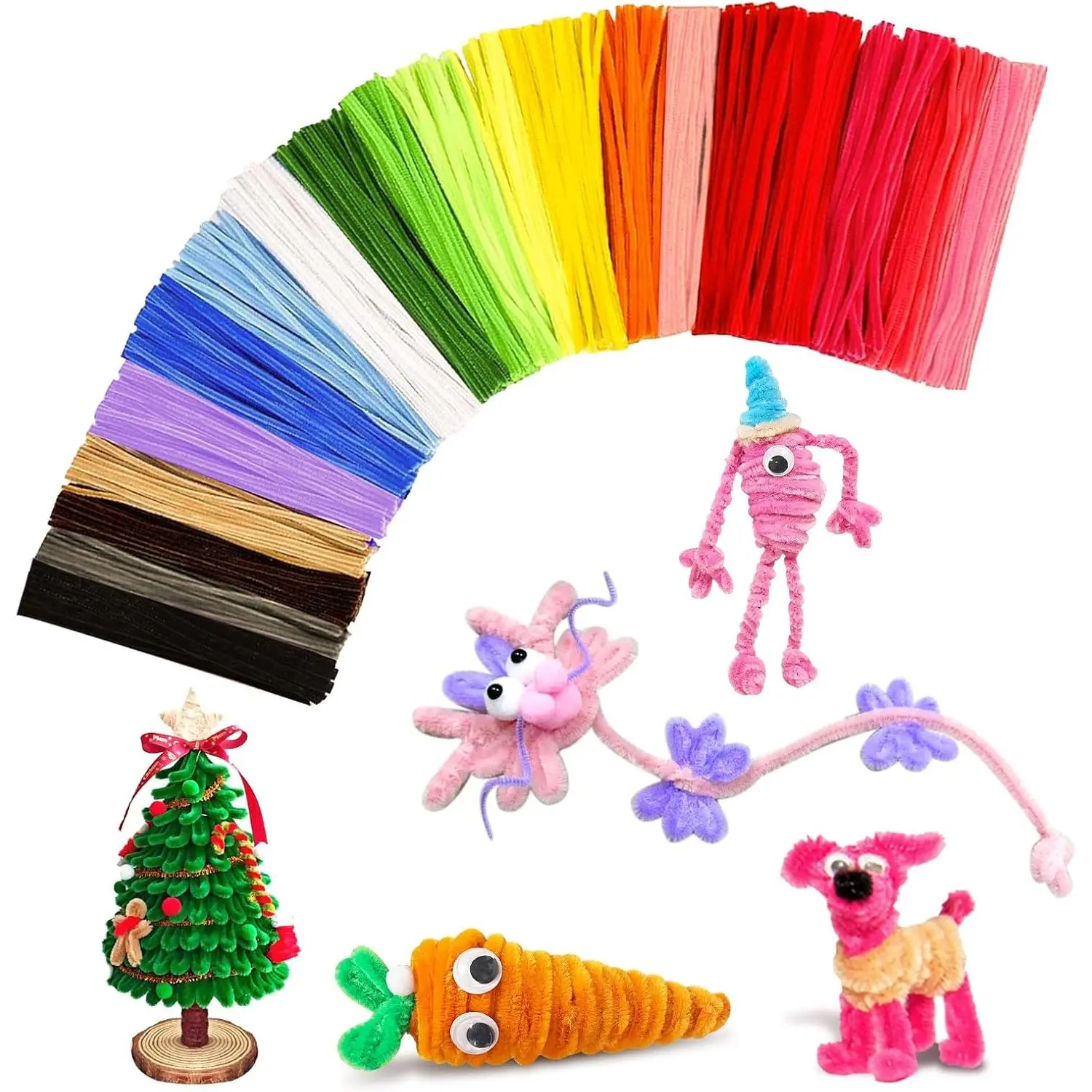 Pipe Cleaners Craft Supplies,Multi-Colored Chenille Stems for DIY Arts Crafts Project,Green Pipe Cleaners Bulk Easter Basket Stuffers,Fidget Toys for Ages 8-13,Teen Girl Gifts, Crafts