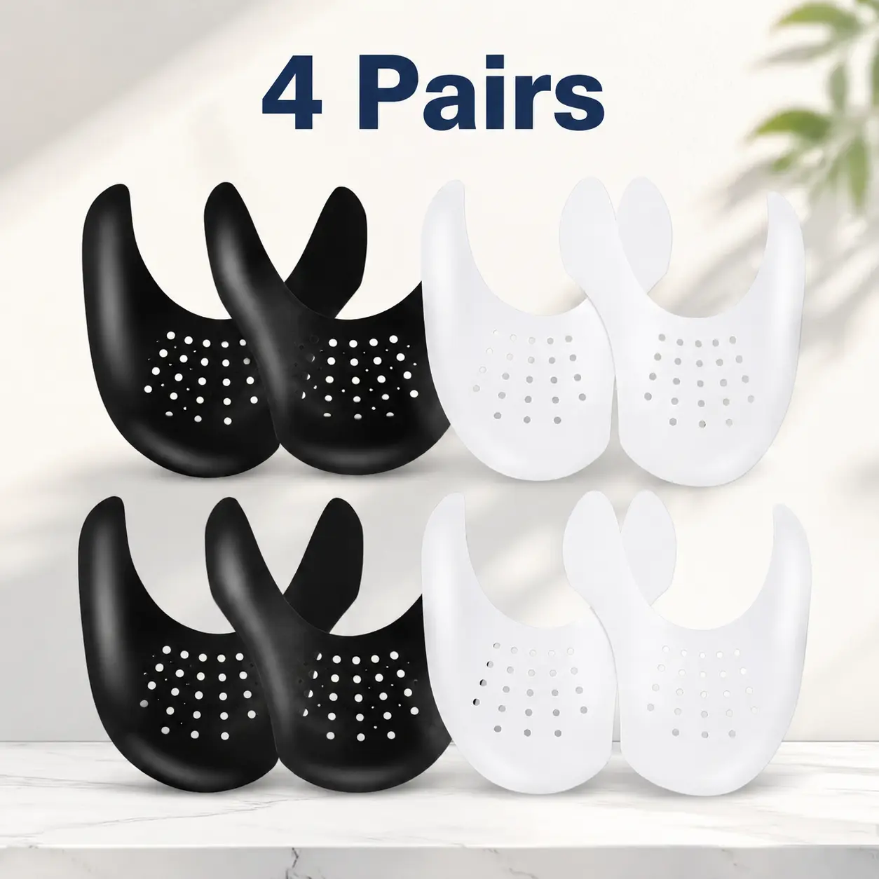 4 Pairs Anti-Wrinkle Footwear Toe Box Guards, Shoe Crease Protectors Inserts for Sneakerheads, Athletes, Daily Wear & Sports Use, Compatible with AF1, Dunks & Most Sneakers