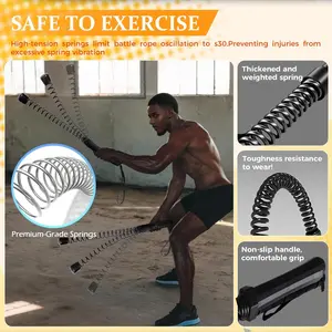 Cordless battle rope set, convenient home fitness ropes, perfect for HIIT, high and low intensity heart rate training, strength training, and core muscle development suitable for both men and women