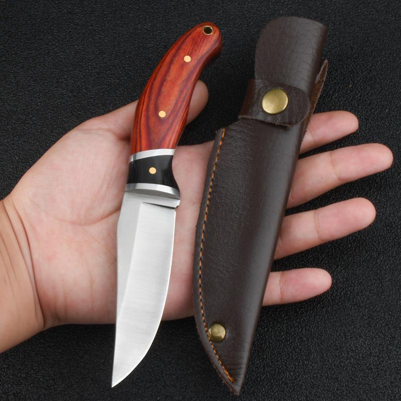 Stainless Steel Fruit Knife with Sheath, 2 Counts/set Portable Knife with Colorful Wooden Handle, Multipurpose Cutting Cooking Knife for Home Kitchen, Utensils, Kitchenware, Stainless Steel Knives