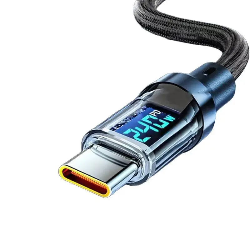 USB-C Digital LCD Power Display Fast Charging Data Cable, Poly Woven Mobile Charger Cable, Compatible with Huawei, OPPO, Xiaomi, iPhone 15 Series Electronic Devices