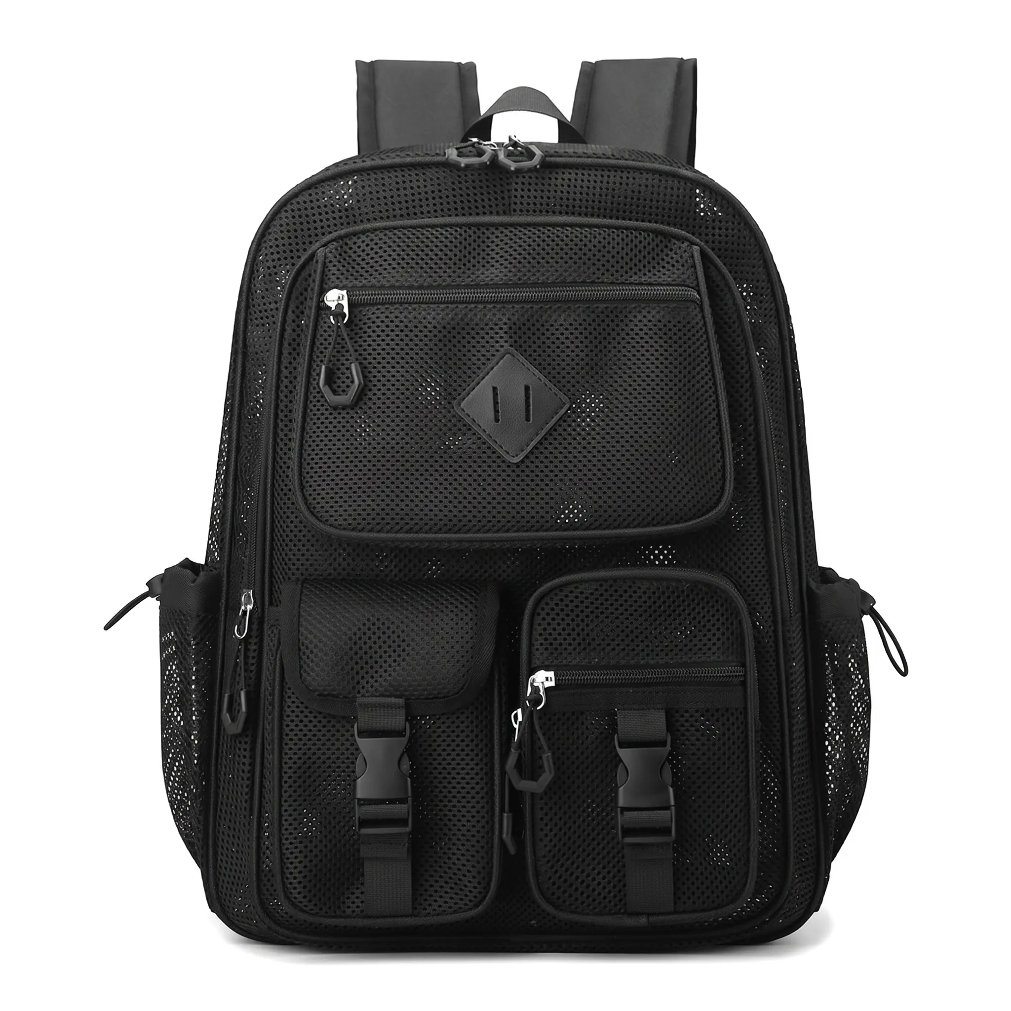 Breathable Mesh Backpack For Beach Vacation Hollow Design Large Capacity 20 35L Fits 14 Inch Laptop Unisex Casual Travel Daypack Multi Pocket School Bag, Back To School Haul, First Day Of School