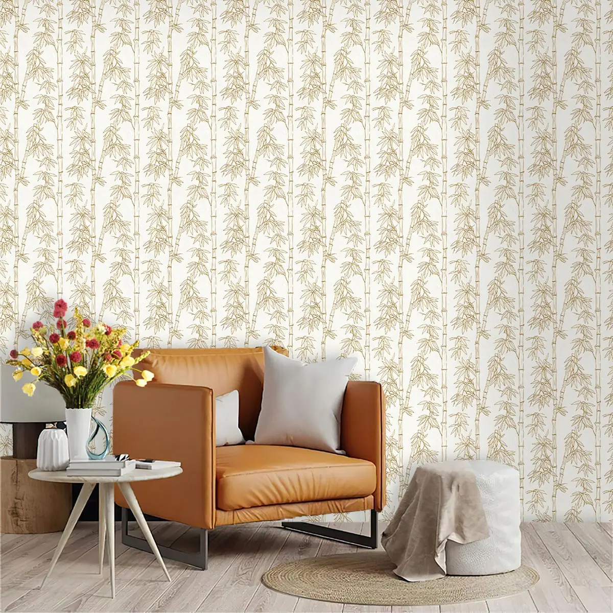 Bamboo Pattern Wallpaper, PVC Material, Mould-Proof, Self-Adhesive, Ideal for Living Room, Kitchen, Bedroom, Wall Decoration