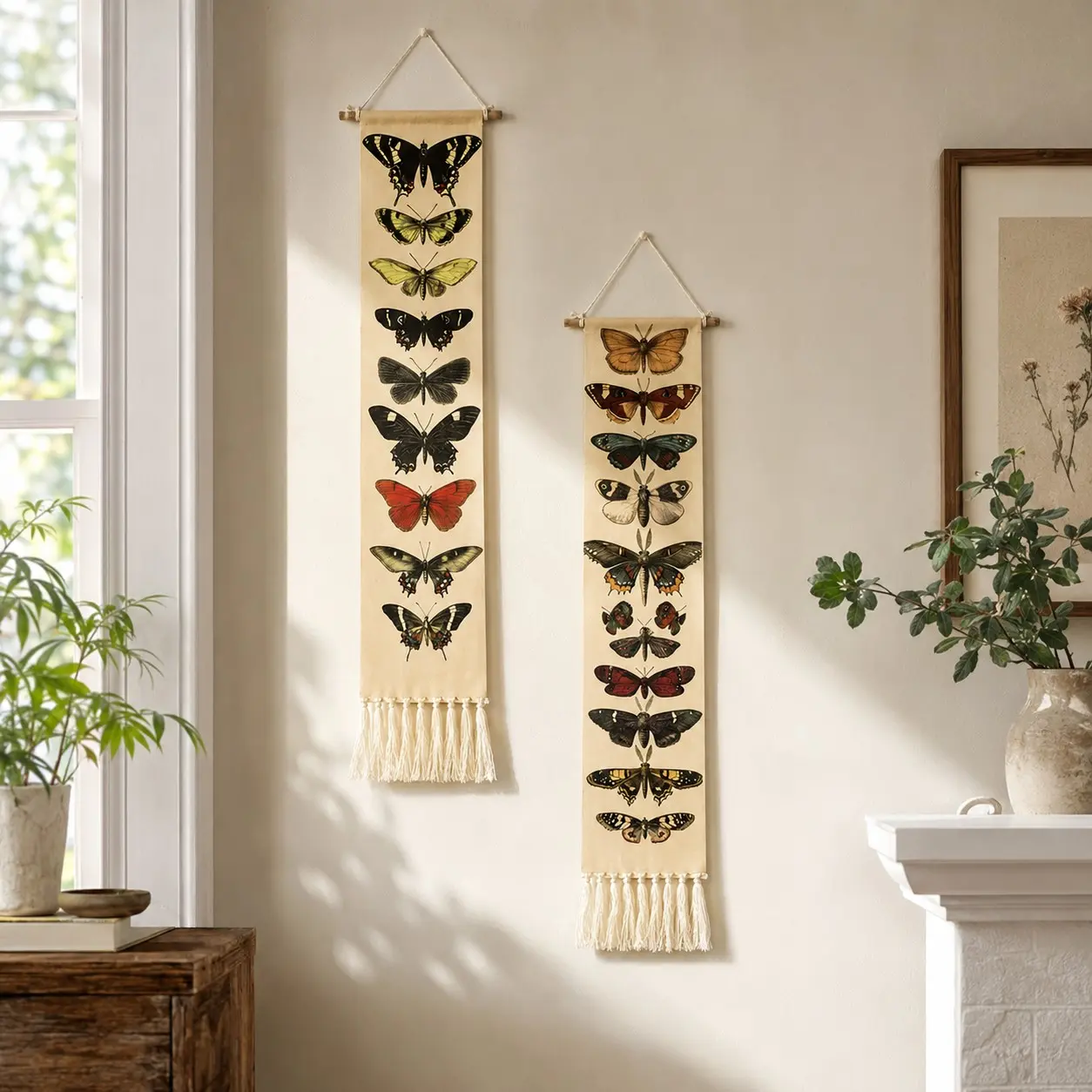 Butterfly Pattern Wall Hanging, 1 Count Boho Tapestry, Vintage Butterfly Art, Art Wall Decoration, Interior Wall Decor, for Living Room or Bedroom, Nature Inspired Home Decor, Artistic Home Decor, Hangable