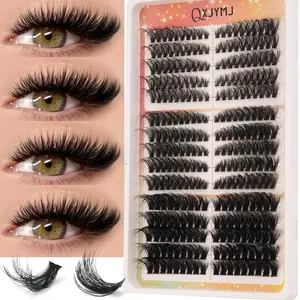 15 Rows 300pcs Curled False Eyelashes, Mixed Thickness 40D+60D+80D, Natural Voluminous Segmented Lashes, DIY Makeup, Beginner Friendly, DIY Lash Extension