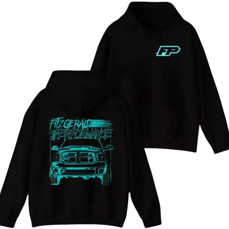 Women's FP Fitzgerald Performance Neon Hoodie - Diesel Truck Graphic Pullover, Blue Line Art Ram Mechanic Streetwear, Vintage Oversized Casual Sweatshirt, Custom Purple Rain Crew Gift Top