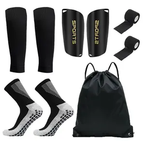 Professional Football Training Set (9 Counts/set), Sports Socks & Shin Guard & Shin Sleeve & Tape Set, Outdoor Sports Accessories for Men & Women, Track Socks, Soccer Training Equipment, Football Equipment, Soccer Gear Set