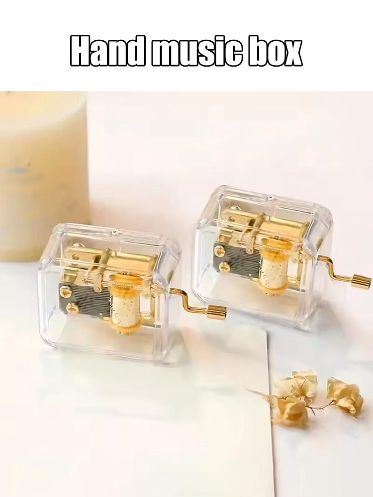 1PC Creative Gift Valentine'S Day Graduation Gift Gold-Plated Hand-Cranked Music Box Music Bell Music Box Movement
