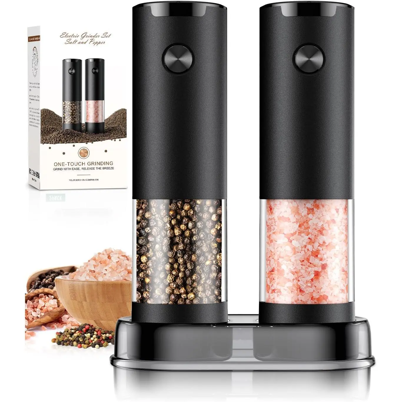 Electric Salt and Pepper  Set Automatic  Pepper Mill Shakers Adjustable Coarseness Upgraded Larger Capacity with Led  and Kitchen Appliances Birthday Gifts for Women Men