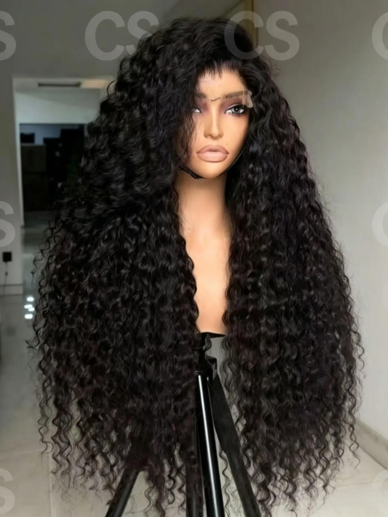 Trendy Natural Ultra-Soft 26-Inch 180% Density Curly Lace Front Wig, Pre-Pulled Daily Use Synthetic Hairpiece