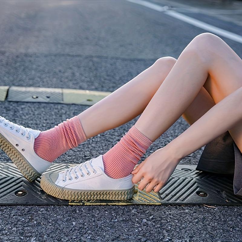 Women's Colorful Mid-Calf Socks 1 Pairs Knit Fabric Solid Color Machine Washable Basic Minimalist Bridal Wear