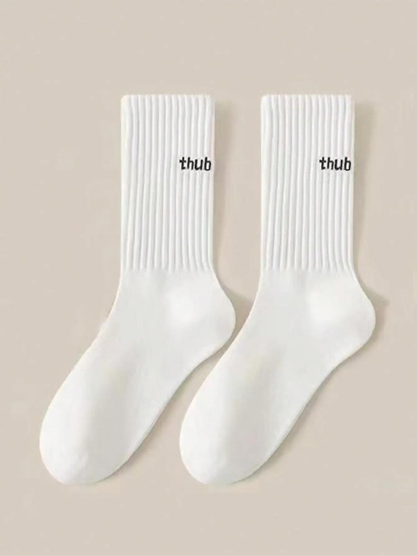 Women's Lady Letter Print Basic Fashionable Crew Socks, Casual Moisture Wicking Mid-calf Socks, Soft Comfy Breathable Clothes for All Seasons Daily Wear, Womenswear