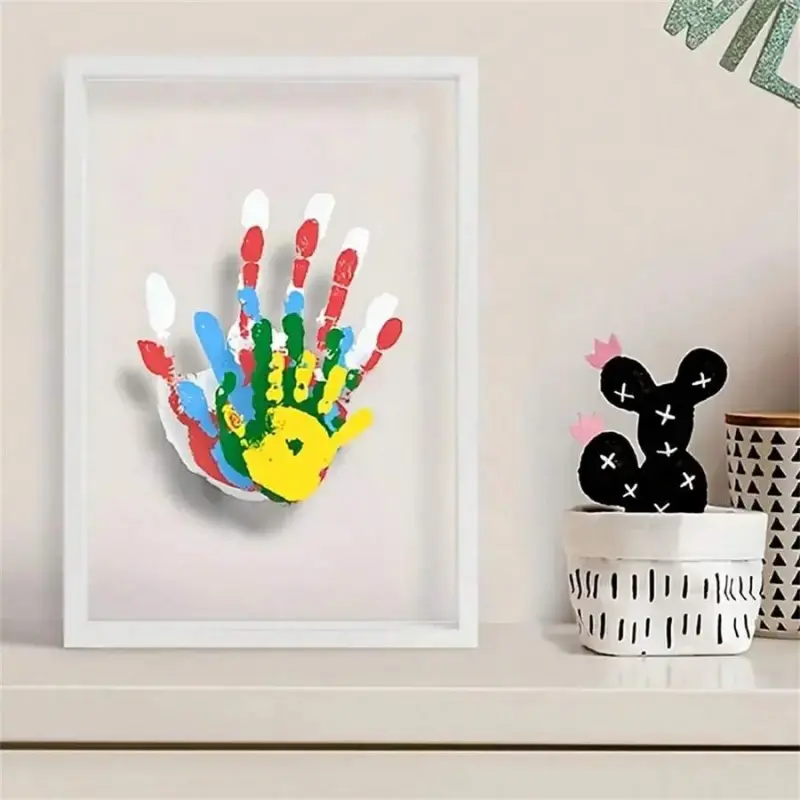 3D Layered Handprint Art Frame, Solid Wood Family Memory Display Frame for Growth Records and Home Decor Gift, Wooden Framed, Wood Picture Frames