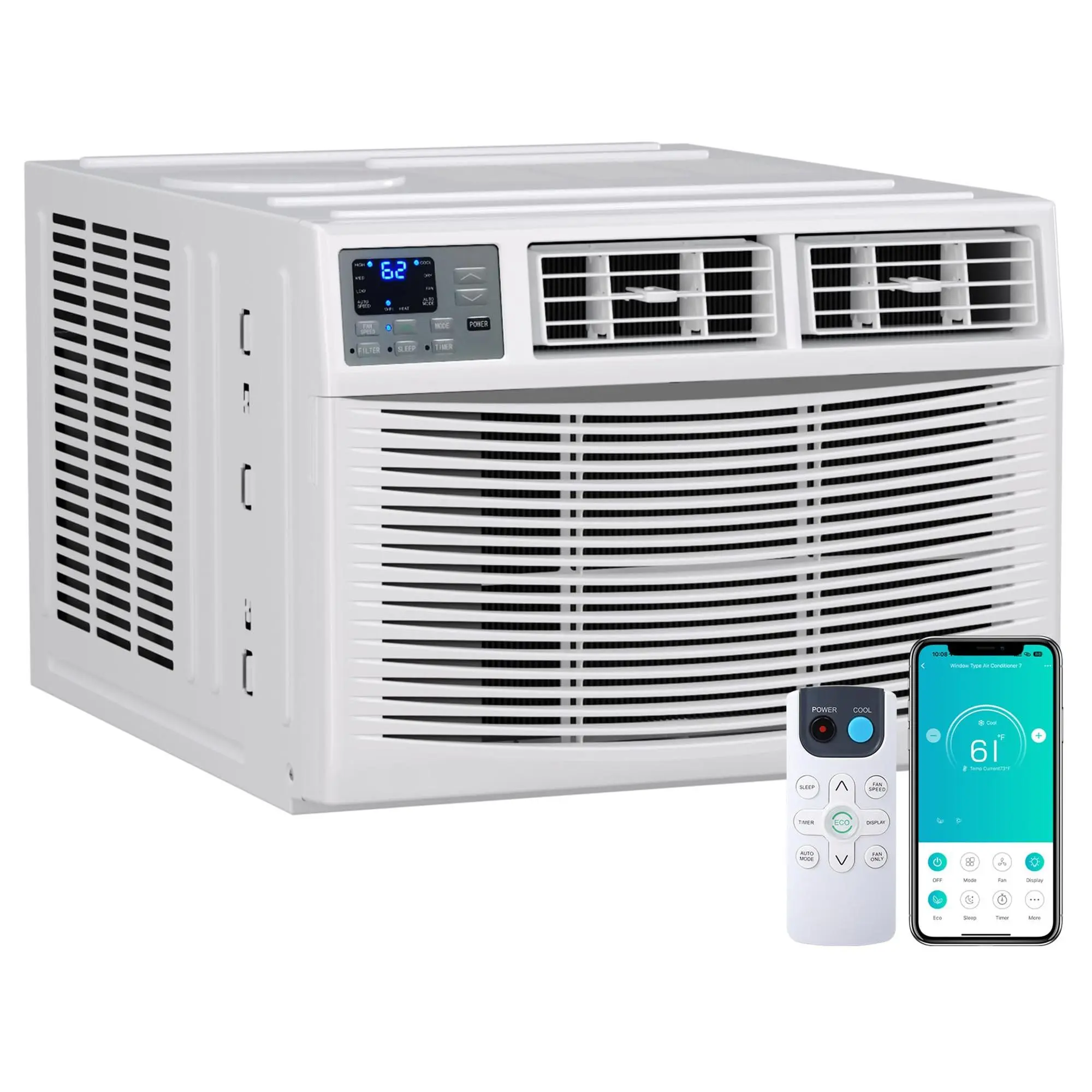 Garvee 23200 BTU 7-in-1 Smart Window Air Conditioner with Heat - Quiet Inverter AC Unit - WiFi & Alexa Control - 4 Modes (Cool, Heat, Fan, Dry) - Remote, Washable Filter, Digital Display - Covers Up to 1500 Sq. Ft