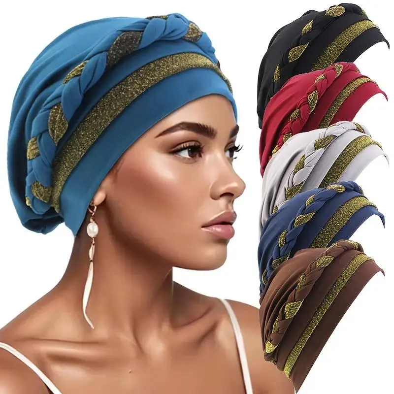 Braided Turban Style Headbands with Artistic Design for Female Daily Wear, Fashion Accessory Set of 3 Random Pieces, Turban Braid, 3-Piece Set, Everyday Fashion, 3Pcs Random, Artistic Design Head Scarves, Fabric Headband, Three Pcs