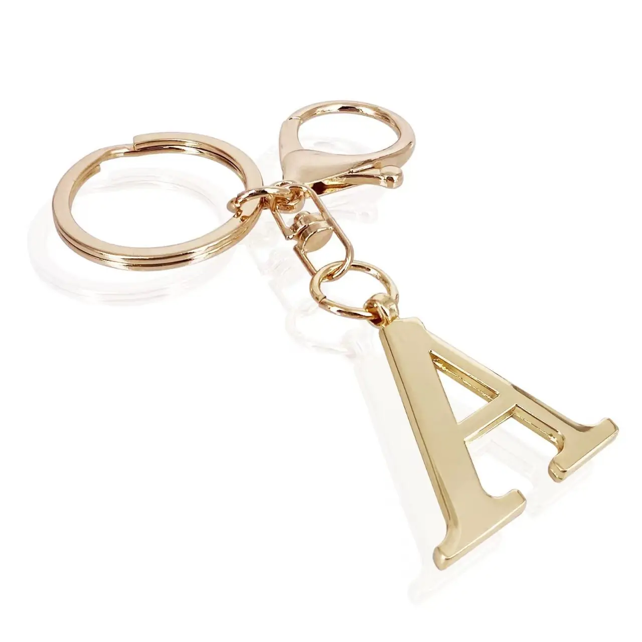 Versatile Stainless Steel Gold Letter A-Z Keychain Charms for Key Handbag Backpack Bag, Personalized Alphabet Initial Pendant Keychain Key Ring
