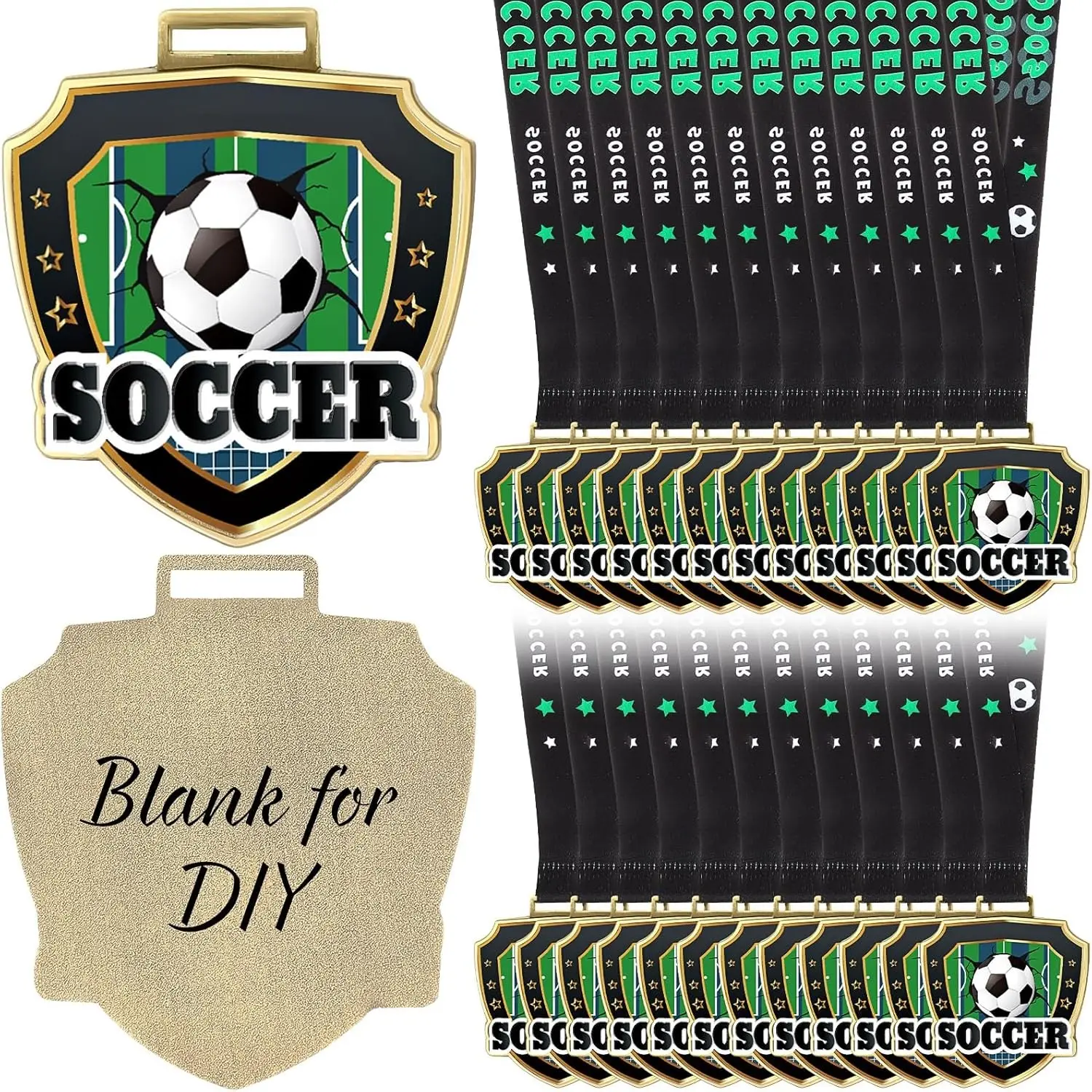 12/24/36 Pcs 2.56" Award Medals Bulk with Neck Ribbon Sport Winner Medal Trophy for Team Tournaments Prize Gift Participation Competition Party Favor