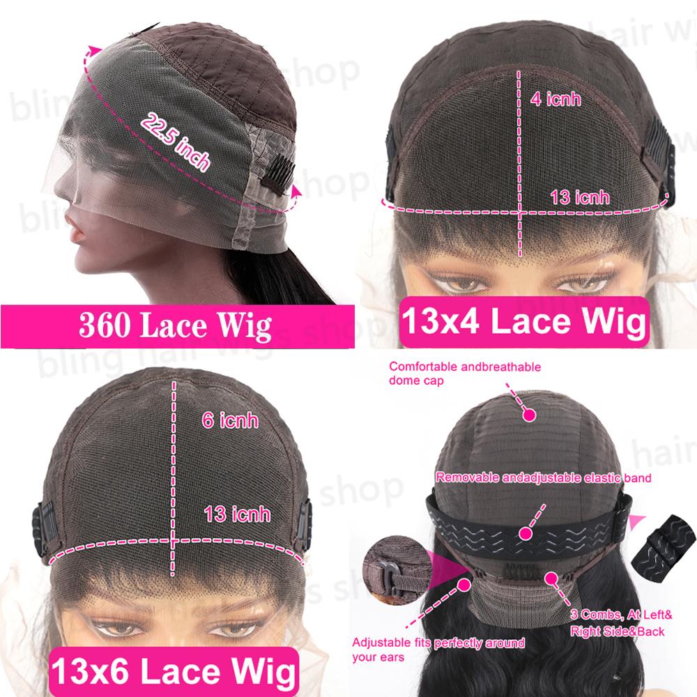 Bling Hair 13x6 Body Wave Lace Wigs 13x6 13x4 Hd Transparent Lace Frontal Human Hair Wigs 180 Density Pre Plucked Natural Hairline For Black Women