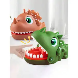 1pc (Random Color) Triangle Dinosaur Biting Finger, Big Mouth Crocodile Dinosaur Toy, Interactive Trickster Shark Pulling Teeth Game