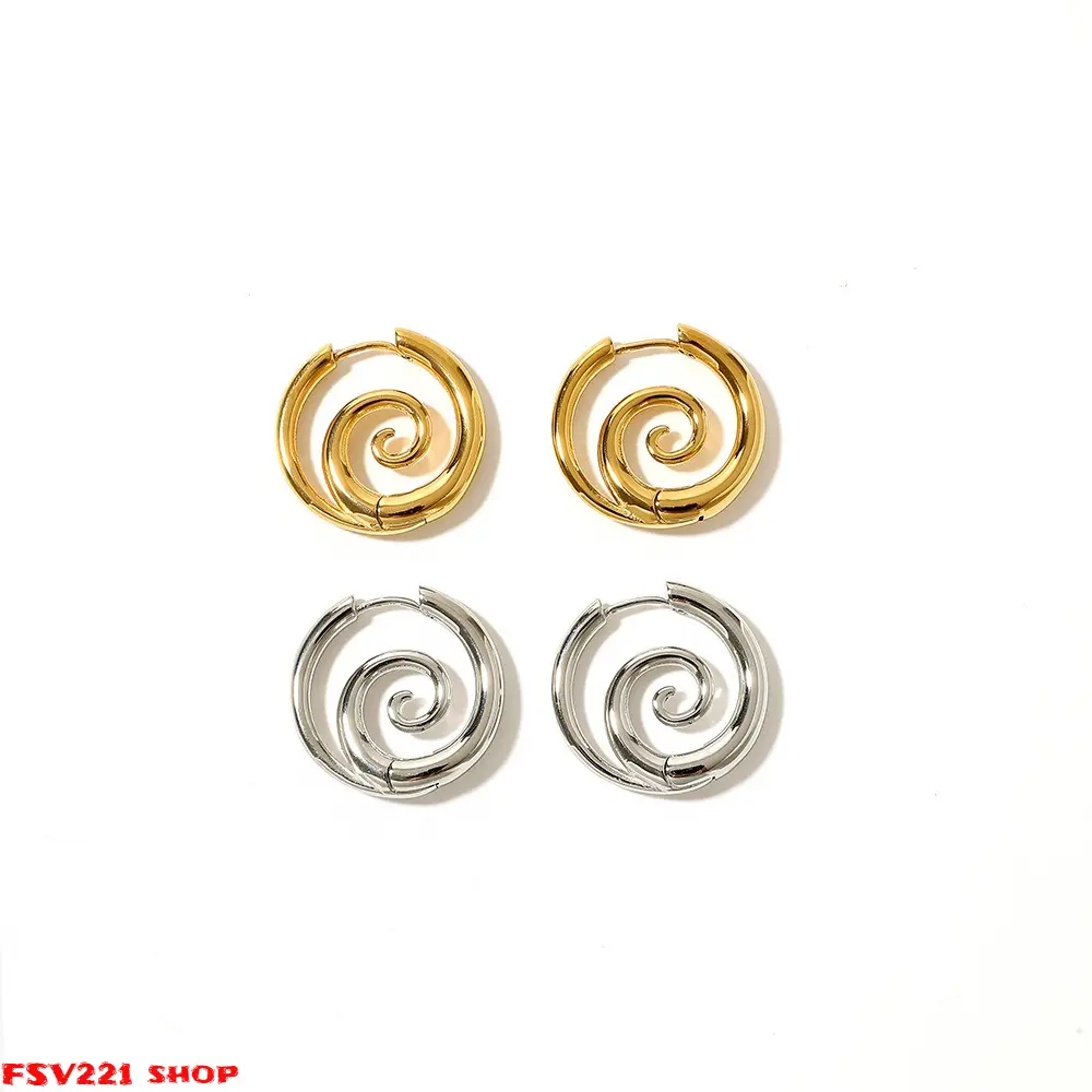 Faux Stretched Spiral Hoop Earrings for Women, Stainless Steel Coil Earrings, Gothic Spiral Ear Cuffs, Hypoallergenic Cartilage Helix Ear Jewelry Spiral Swirl Stud Earrings Minimalist Metal Spiral Earrings in Gold & Silver for Women’s Daily & Casual Wear