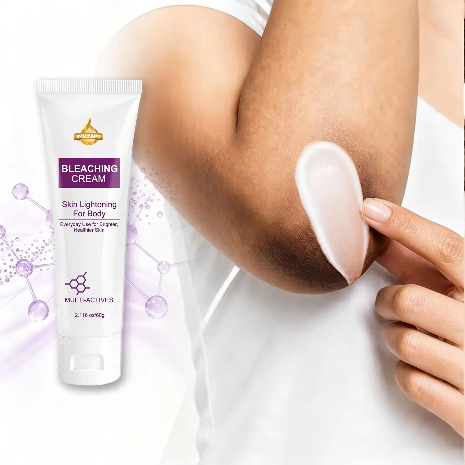 SUMIFANG Body Brightening Cream 60g – Formulated with Tranexamic Acid, Hyaluronic Acid, and Shea Butter | Fades dark areas on the bikini line, underarms, elbows, and knees | Brightens uneven skin tone | Promotes a radiant, even complexion.
