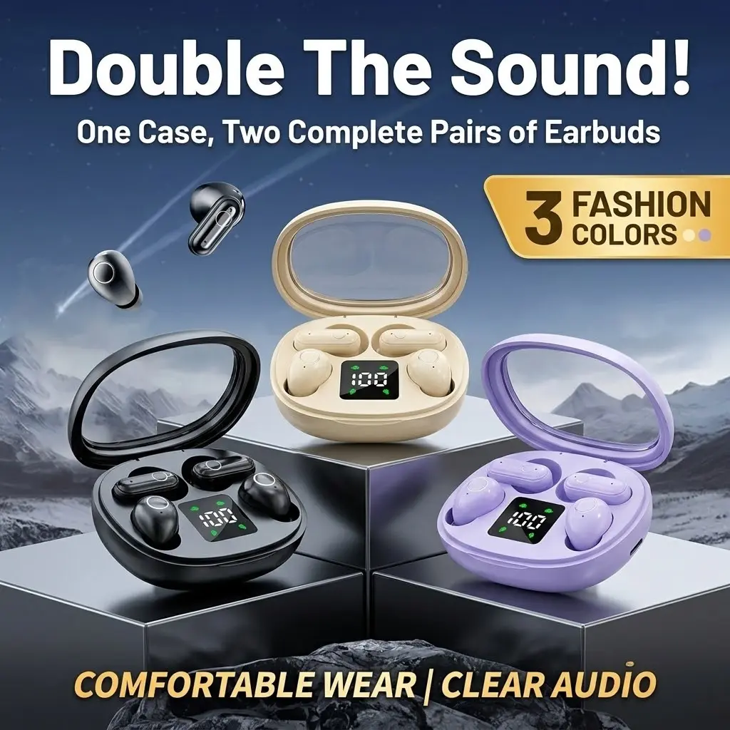 2 Pairs Wireless Earbuds in 1 Charging Case, Mini Invisible Sleep Earbuds for Side Sleepers with Digital Display, Bluetooth 5.4 Sport Headphones for Running Fitness, Audio Gear Perfect Gift
