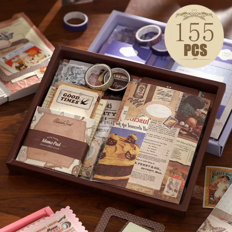 155-Piece Vintage Royal Court Elegant Romantic Journaling Gift Box Set | Antique Aesthetic Scrapbook Kit with Notebook, Stickers, Washi Tape, Postcards, Background Papers, Bookmarks & Ephemera | Ultimate Stationery Bundle for DIY Crafting & Memory Keeping