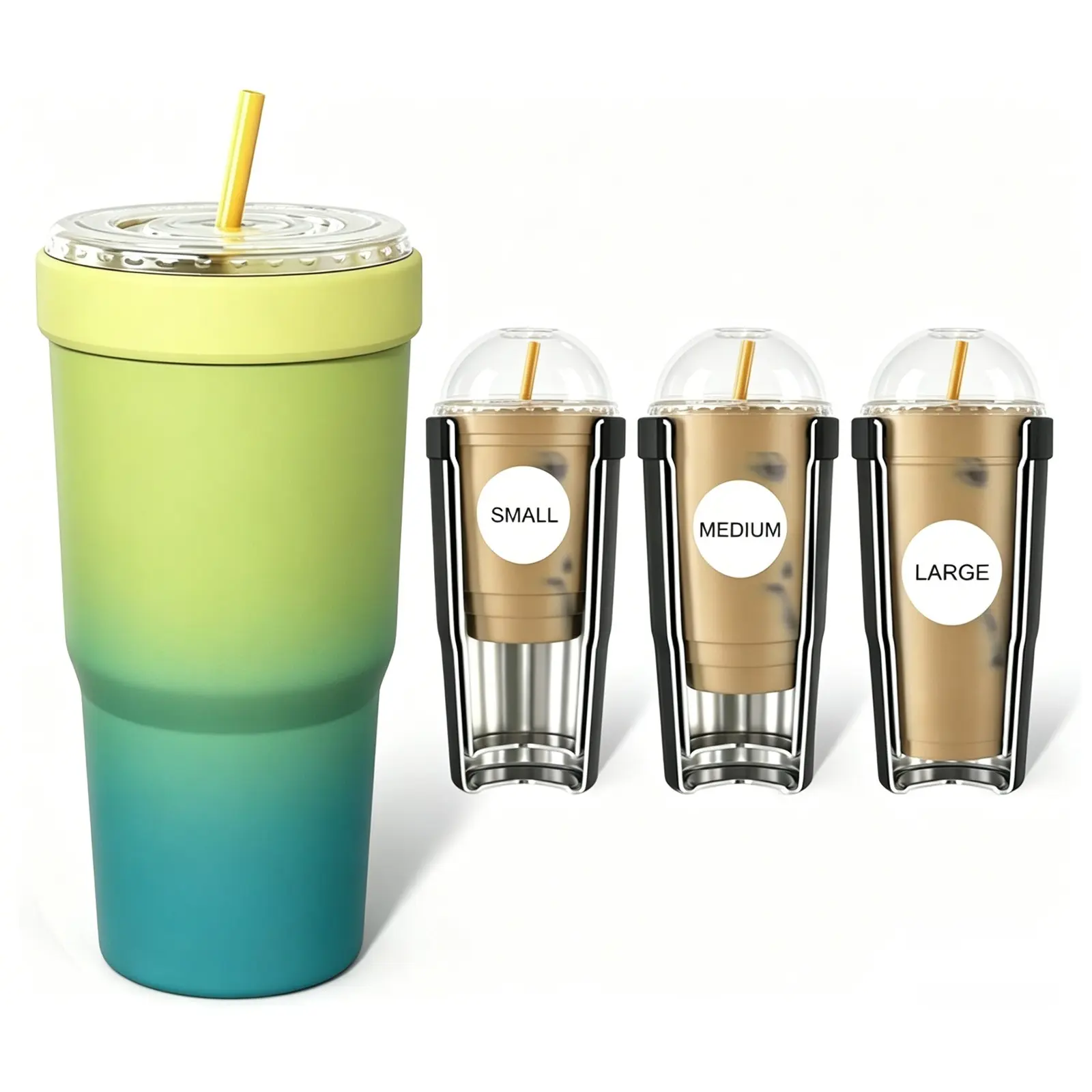 1 Pc 32oz 2-in-1 Insulated Can Cooler Includes Tumbler Lid Converts into a 32oz Travel Tumbler Double Wall Vacuum Stainless Steel Fits Most 16-24oz To-Go Coffee Cups No Sweat Fits Most Cup Holders, Flasks, for Travel, Office & Daily Use Drinkware