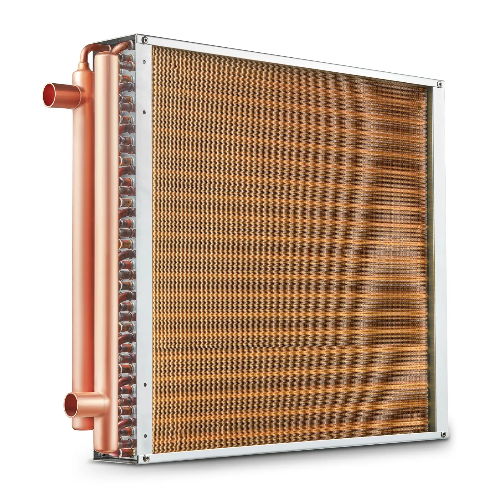 【Summerfinds】VEVOR Water-to-Air Heat Exchanger, 20x20 Size (20" x 20"), 3-Row 3/8" Copper Ports with Smooth Threads, 242 Aluminum Fins, Low Cost Hot Wtr, Durable Energy-Efficient, Condensation Control for Outdoor Wood Furnaces, Residential Heating/Cooling
