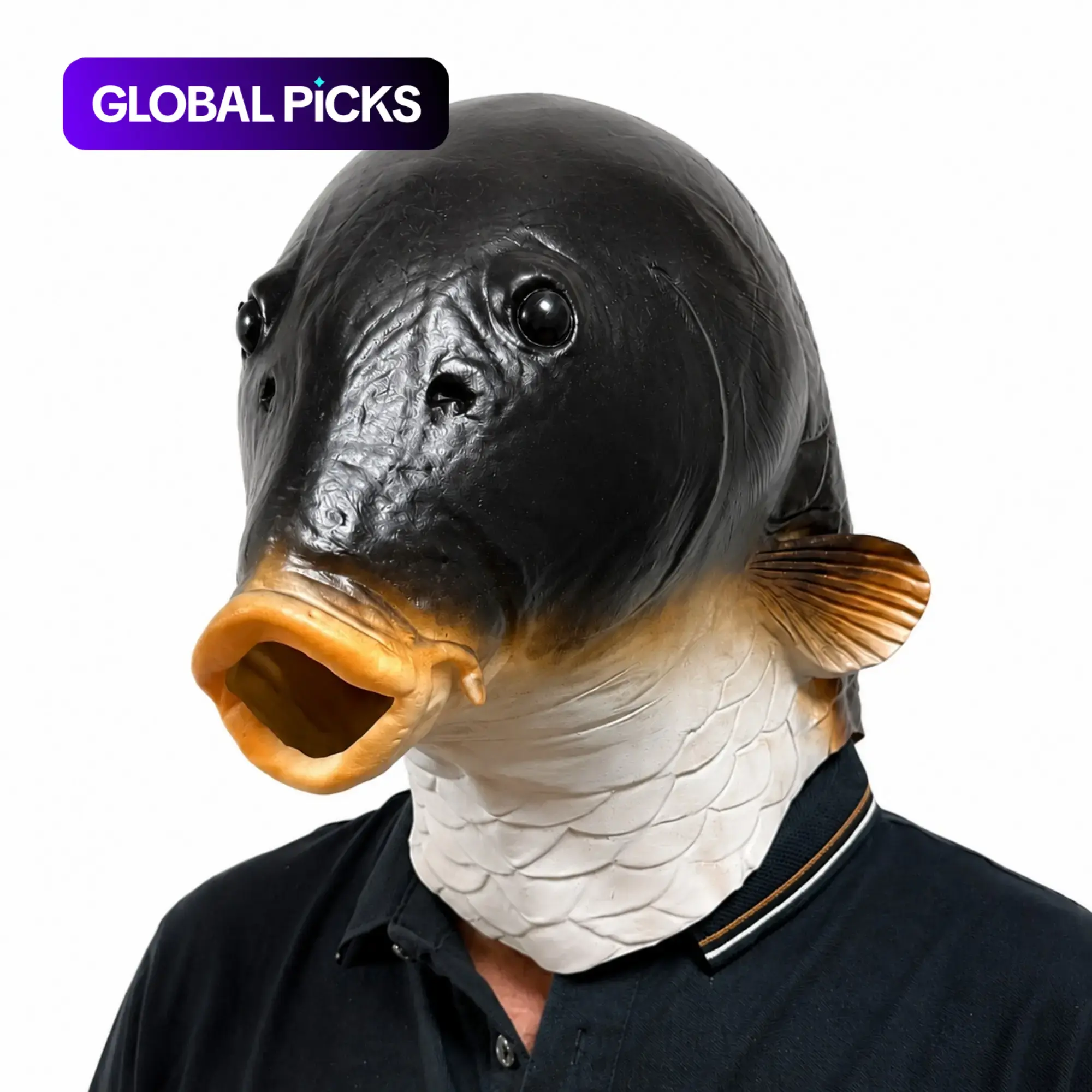 Realistic Fish Mask for Adults, Latex Mask, Funny Carp Animal Head Cover, Novelty Big Mouth Fish Gag Gift, Halloween & Cosplay Party Prop #GLOBAL PICKS