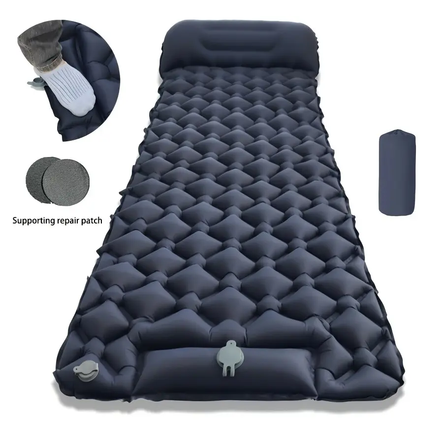 Single Person Outdoor Inflatable Sleeping Pad, Quick Charge, Camping, Hiking, Picnic, Lightweight, Portable, Foldable, Moisture-Proof, Free Storage Bag, Camping Sleeping Gear