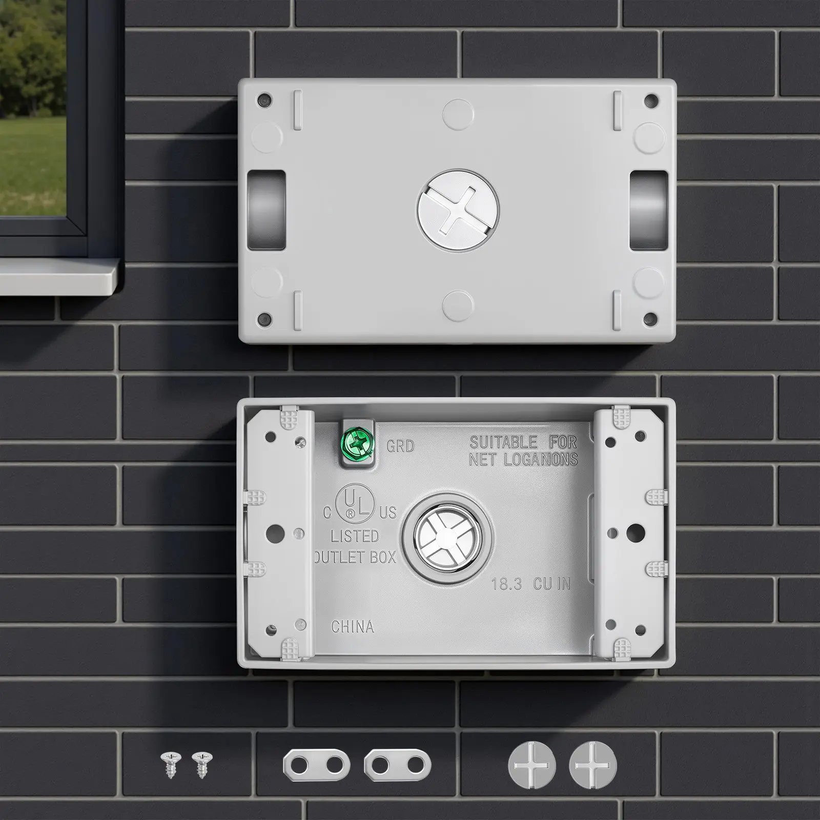 VEVOR Outdoor Electrical Box, 4.5x 2.8x 2 in, Weatherproof Outlet Junction Box, Suitable 1/2-Inch or 3/4-Inch Electrical Conduit, 18.3 Cu. In Large Capacity Plug Receptacle Protector, 4PCS, Gray