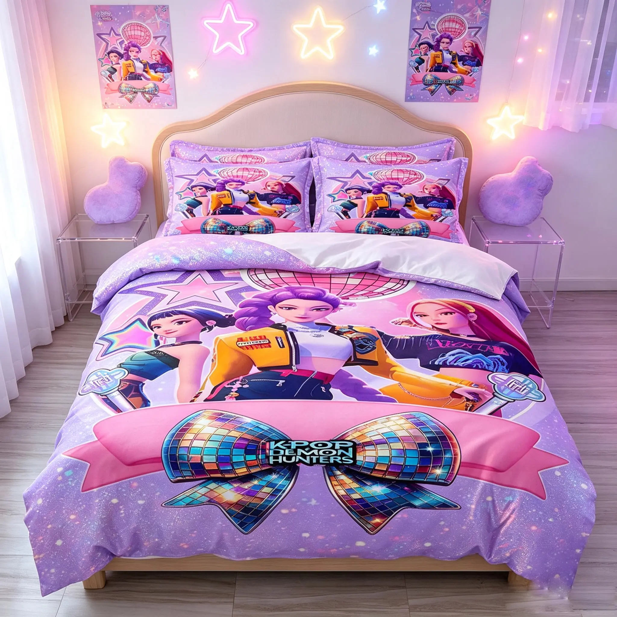 3-Piece Idol Girl Group Pattern Quilt Cover Set, Soft Comfortable Fabric, No Filling, Ideal for Bedroom, Hotel, Dormitory, Perfect Gift