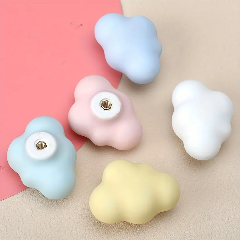 4Pcs Cloud Door Knobs Decorative Drawer Pulls, Pulls, Polished, Simple Single Hole, Handles Creative Cupboard Cabinet Knobs Home Interior Decor