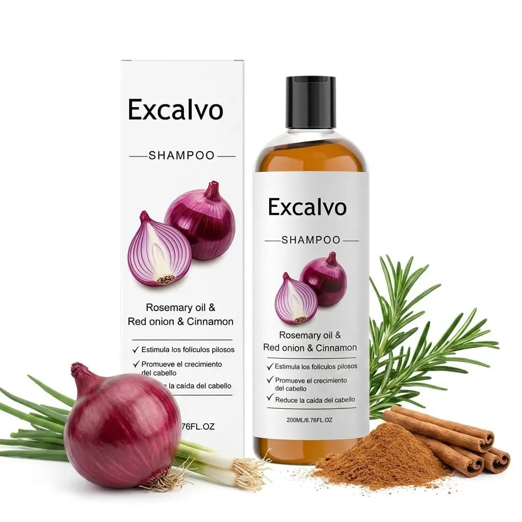 Excalvo Shampoo, Onion Shampoo for Hair Growth, with Rosemary Oil & Red Onion & Cinnamon Extract, Prevent Hair Loss |   Promotes Thicker Fuller Hair, 7oz/200ml