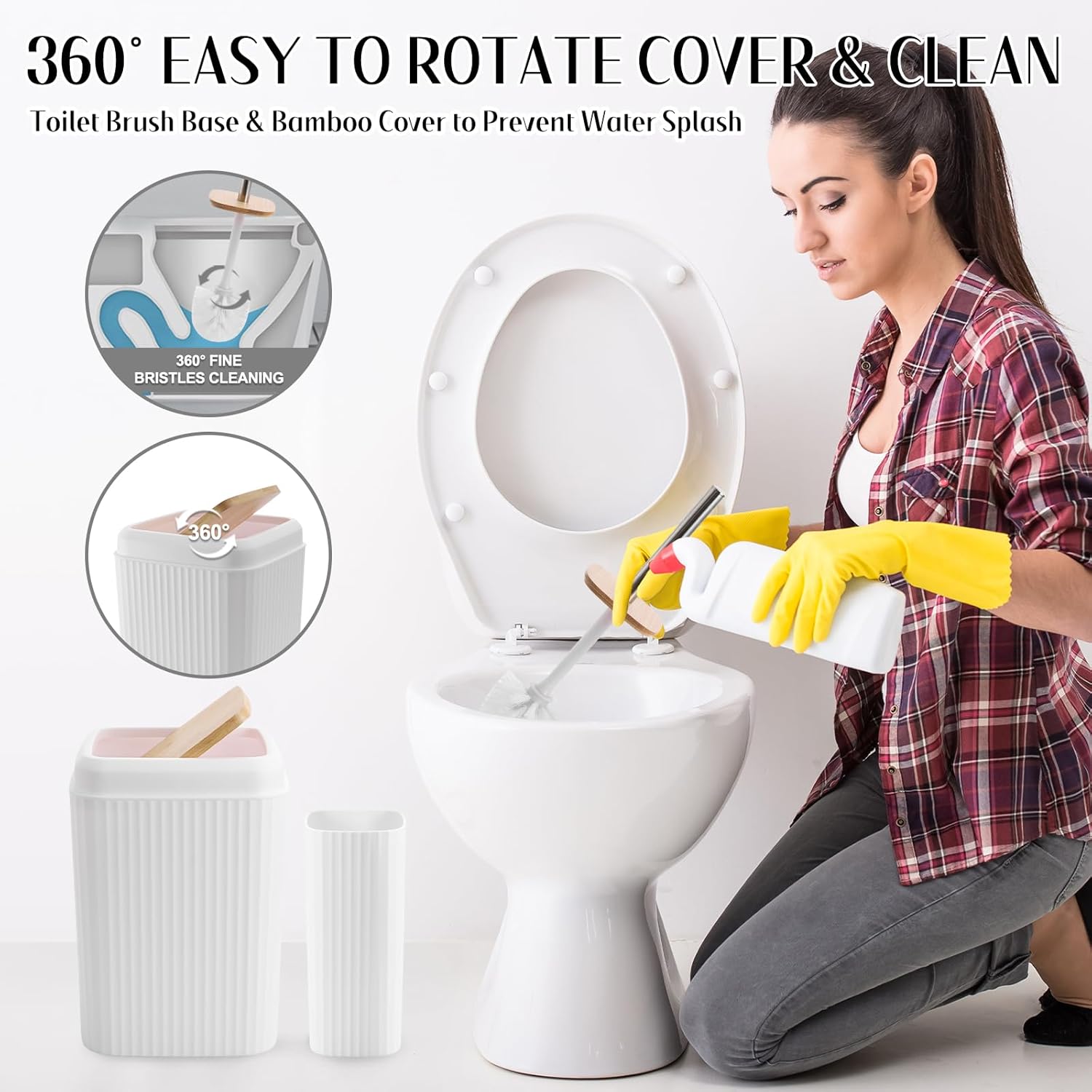 Bathroom Accessories Set White Bathroom Set with Trash Can,3PCS Lotion Soap Dispenser,  Holder, Soap Dish,Tumbler Cup,6pcs  Tags White Bath Accessories with Tray for Bathroom Decor