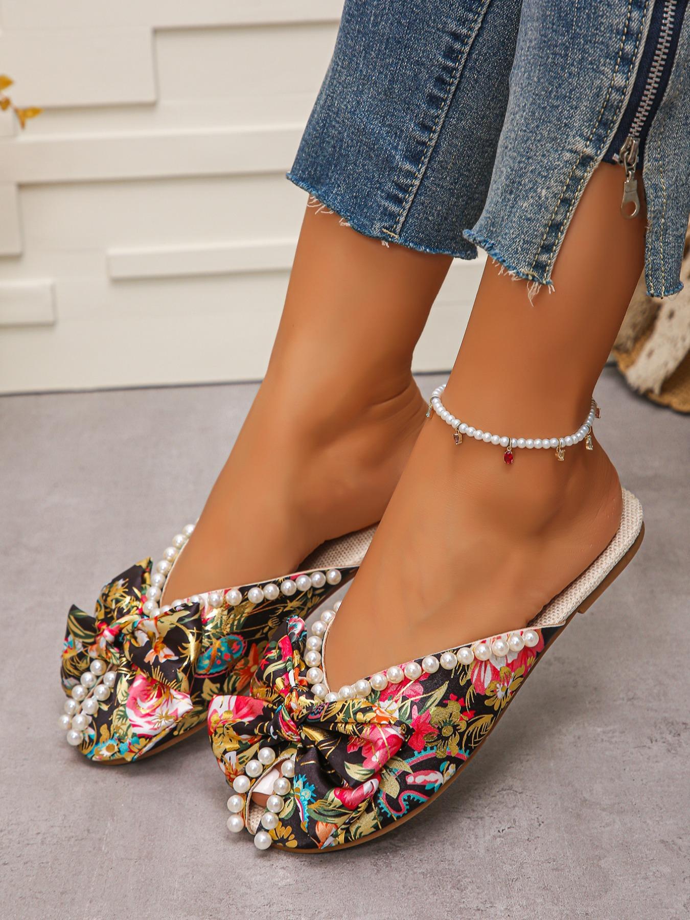 Women's Fashionable Ditsy Floral Pattern Slides, Cute Comfortable Slippers for Daily Wear, Casual Versatile Slippers for Women & Girls, Walking Shoes, Boho Style Sandal, Casual Beach Sandals