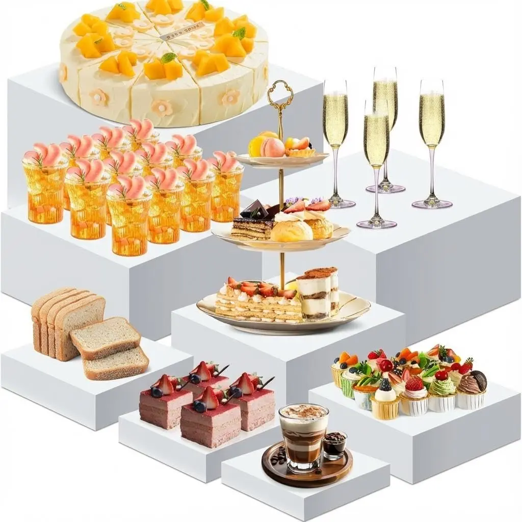 Gaomon 6-Piece Acrylic Buffet Risers Set (6",7",8",9",10",11" Nesting Cube Boxes) - Clean & Modern Look Food Display Shelves for Buffet Tables, Adds Beauty to Birthday Ideas & Baby Shower