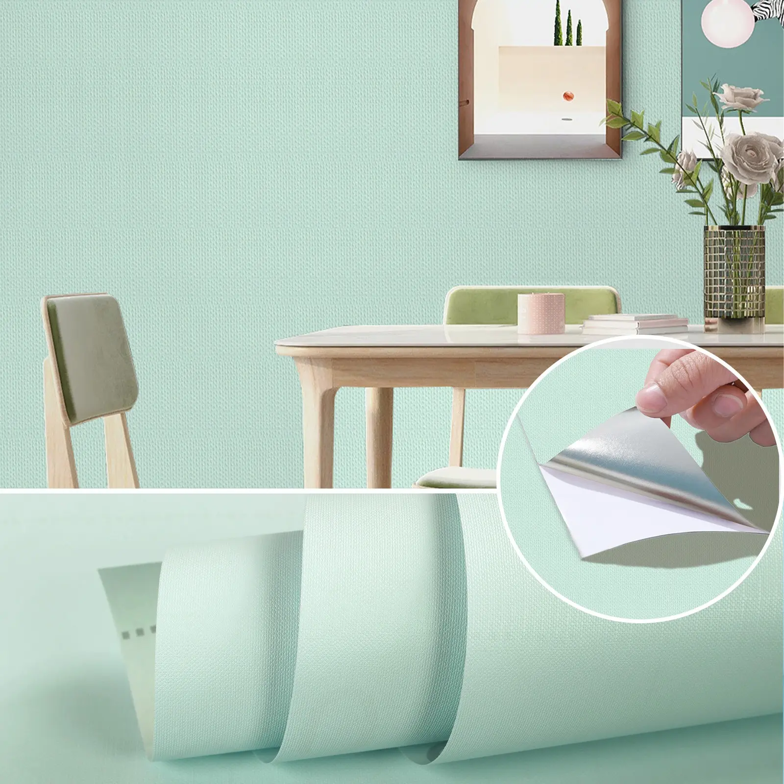 Light Self-Adhesive Wallpaper Roll, Simple Solid Color Thick Decorative Peel-Off DIY Wall Sticker, Waterproof for Renovation, Sticky Wallpaper Peel And Stick
