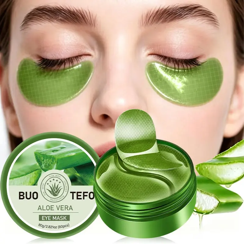 60pcs Aloe Vera and Collagen Under-Eye Serum Gel Patches, Reduce Puffy Eyes, Treat Dark Circles, Firming Moisturizer Eye Mask, Fragrance-Free, Natural Ingredients