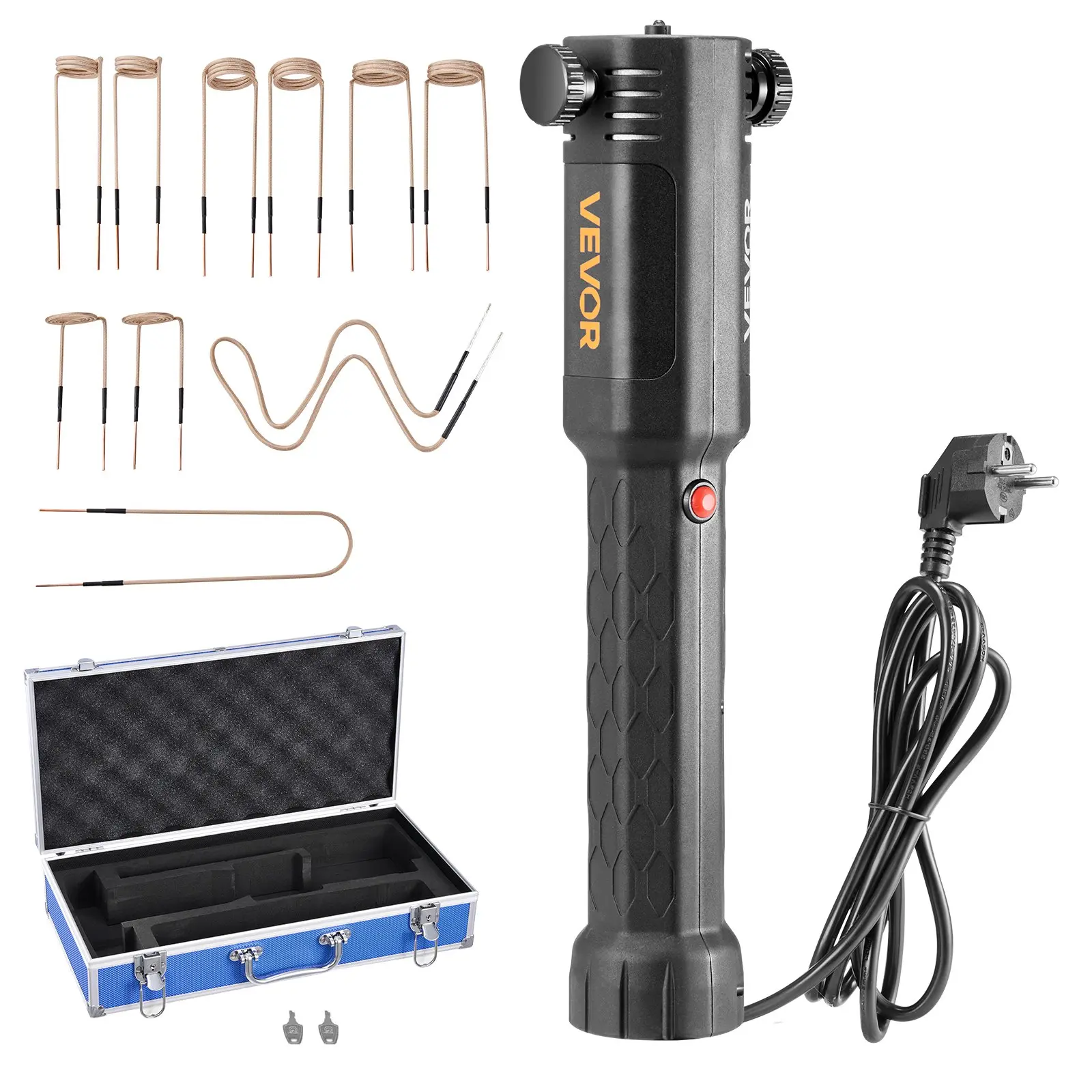 VEVOR 1100W Induction Heater Kit, 110V Handheld Magnetic Nut Buster (5.8 lbs Aluminum Body, Cooling Function) for Rusty Screw Removal, 10-Coil Car Garage Repair Tool with Storage Box & Automatic LED Light
