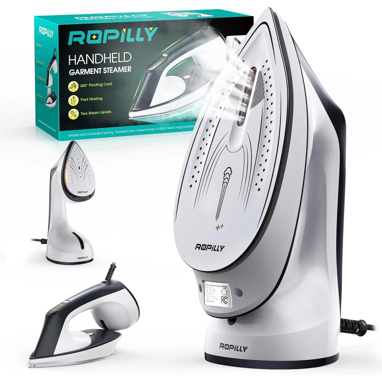 Steam Iron for Clothes, 1600W 2-in-1 Iron & Steamer with Detachable Ceramic Soleplate, Converts from Steamer to Iron in Seconds, Auto-Off, Self-Cleaning, Wrinkle Remover for All Fabrics