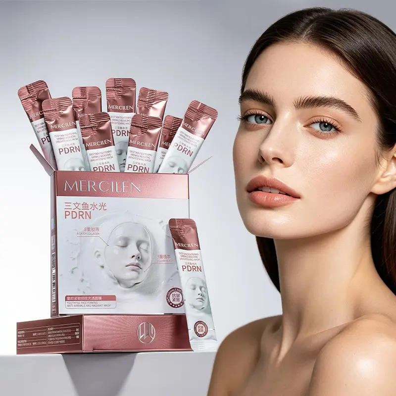 Mercilen Youthful Firming Sleep Mask 4g*20 Pack, Contains Centella, Collagen, Niacinamide, Hydrating and Brightening, Suitable for All Skin Types, Hydrating Overnight Mask
