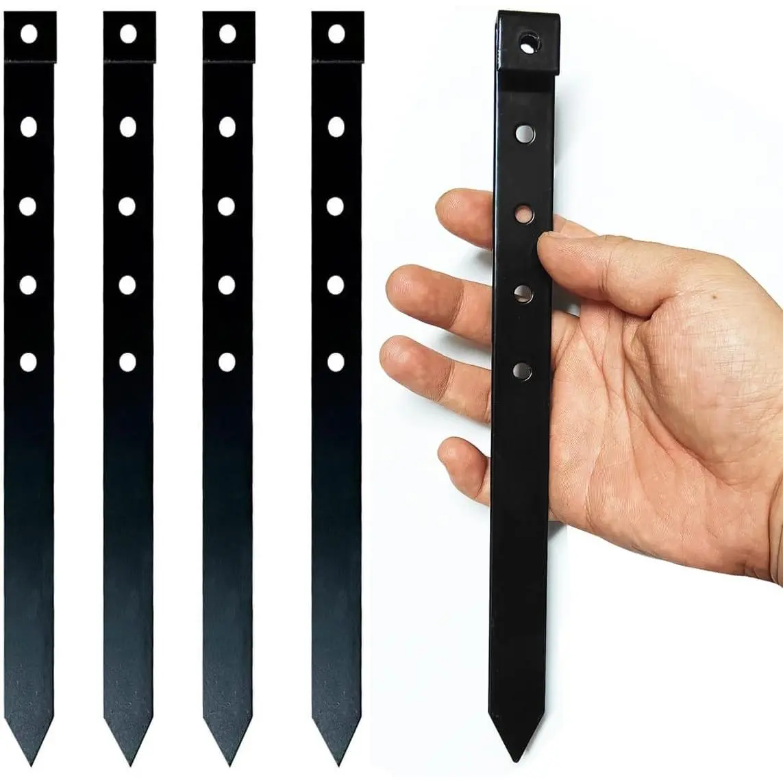 24 Pack 10 Inch Heavy Duty Metal Landscape Edging Stakes - Galvanized Spikes for Landscaping, Concrete Forms & Ground Anchoring,Bender Board & No Dig Edging
