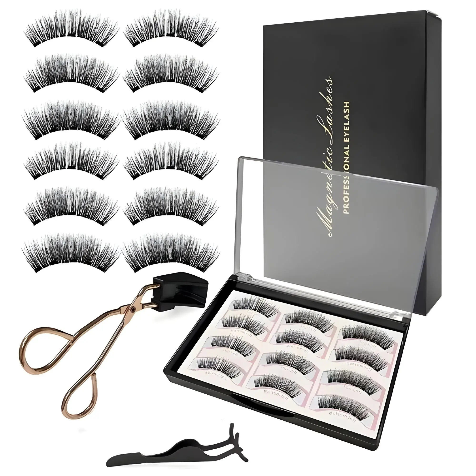 Reusable Magnetic False Lash Set, Includes Lash Tweezers, Magnet Lash Clamp, Glue-Free Waterproof Design, Lightweight Natural Look, Enhances Beauty, Magnetic Eyelashes