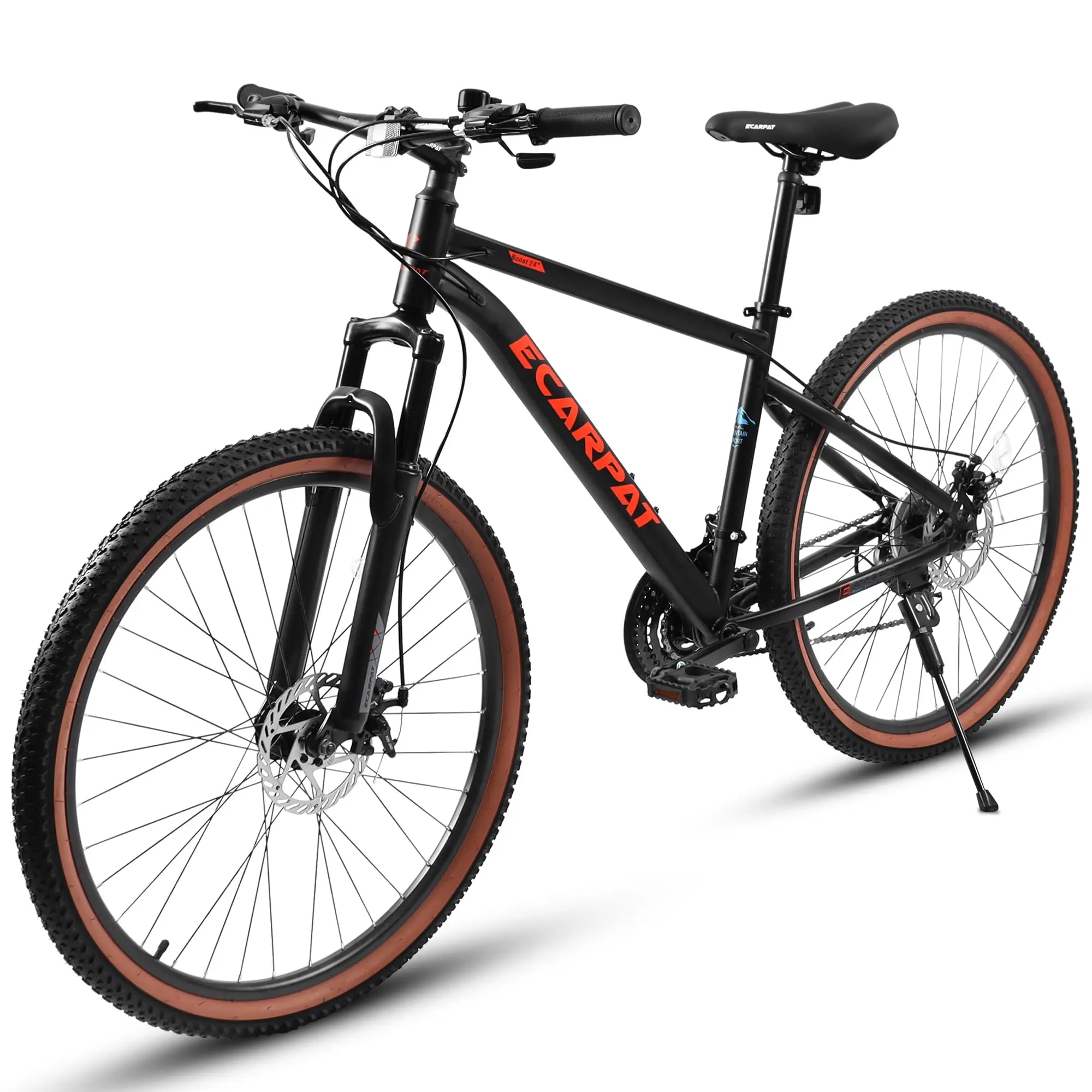 ARCH 24 Inch Mountain Bike for Teenagers High Carbon Steel Frame Disc Brakes Red Black Classic Design Brown Edge Tires Durable Hardtail Ideal for School Commuting Outdoor Cycling Sports Body Building Balanced Handling, Red+Black Color Options